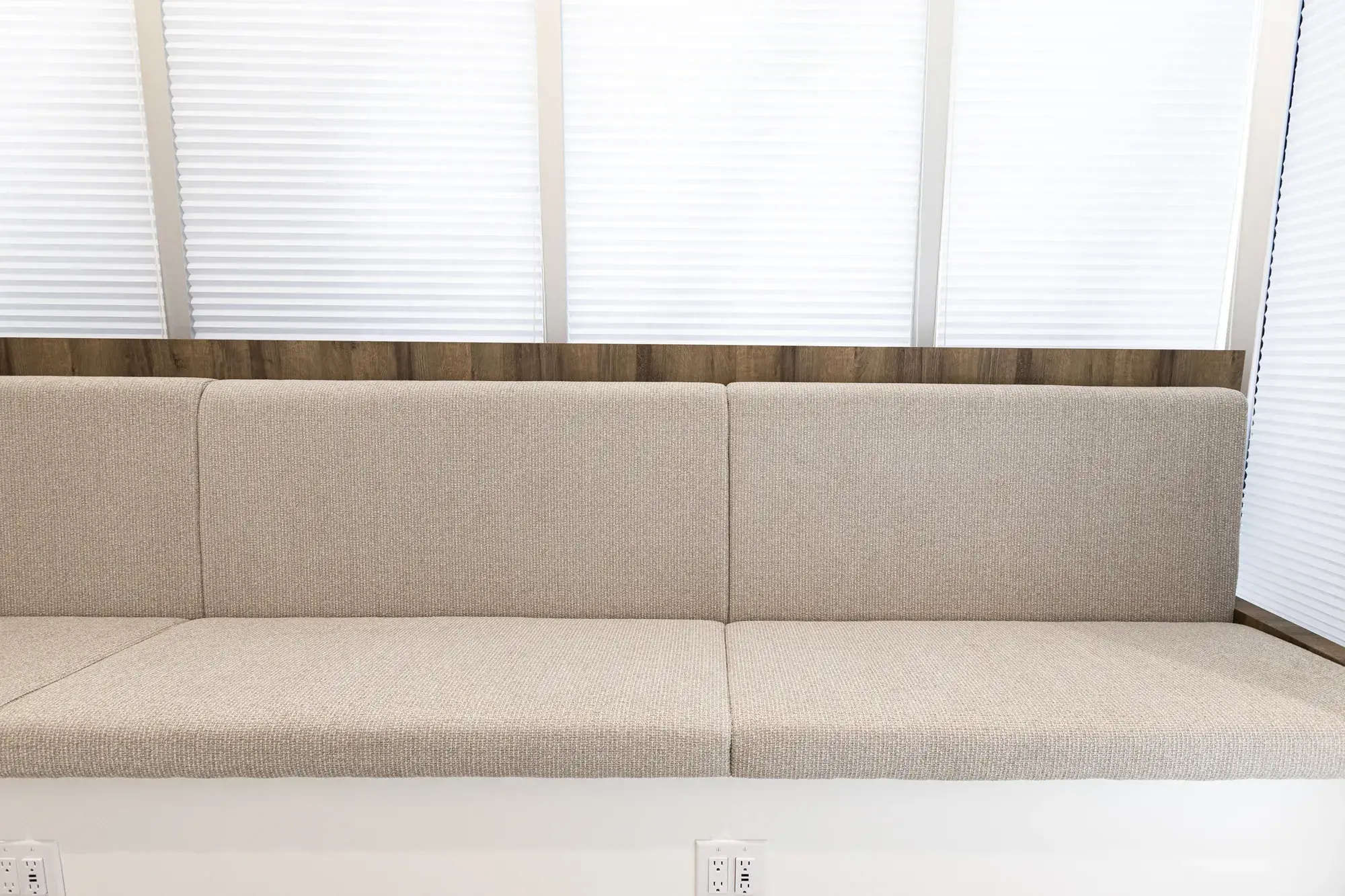 Upholstered bench in the waiting area