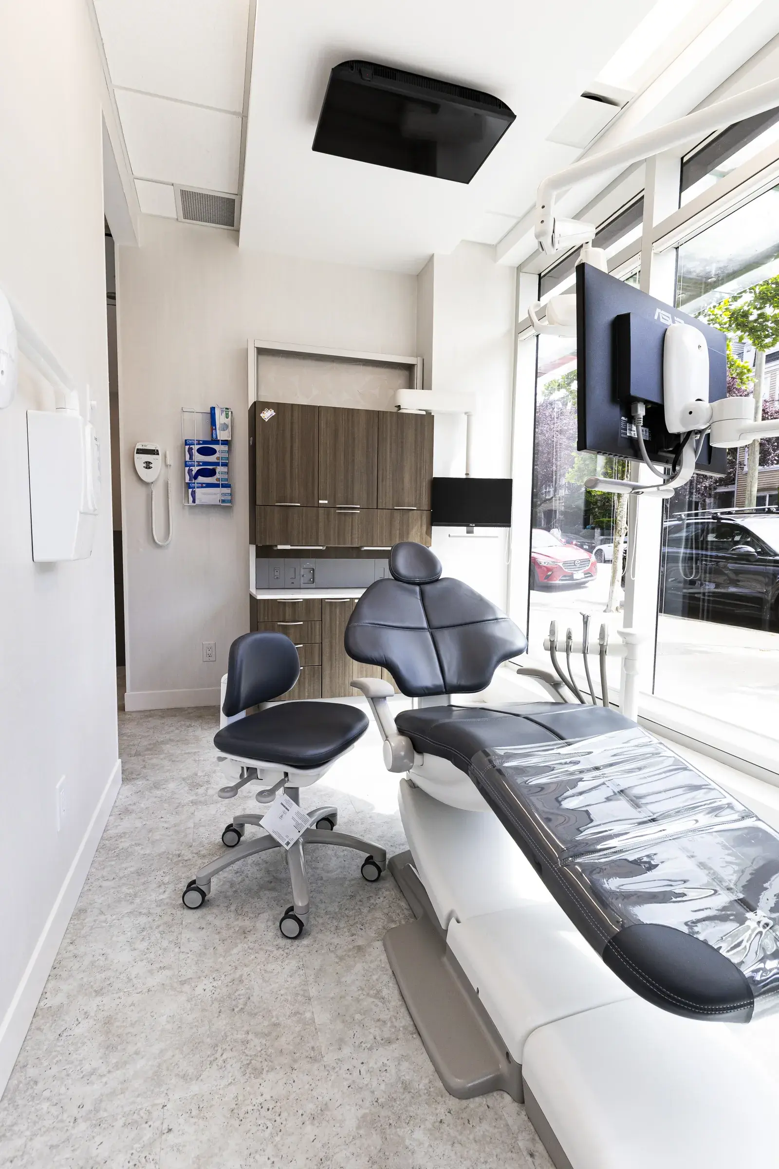 Bright treatment room at Heather Street Dental